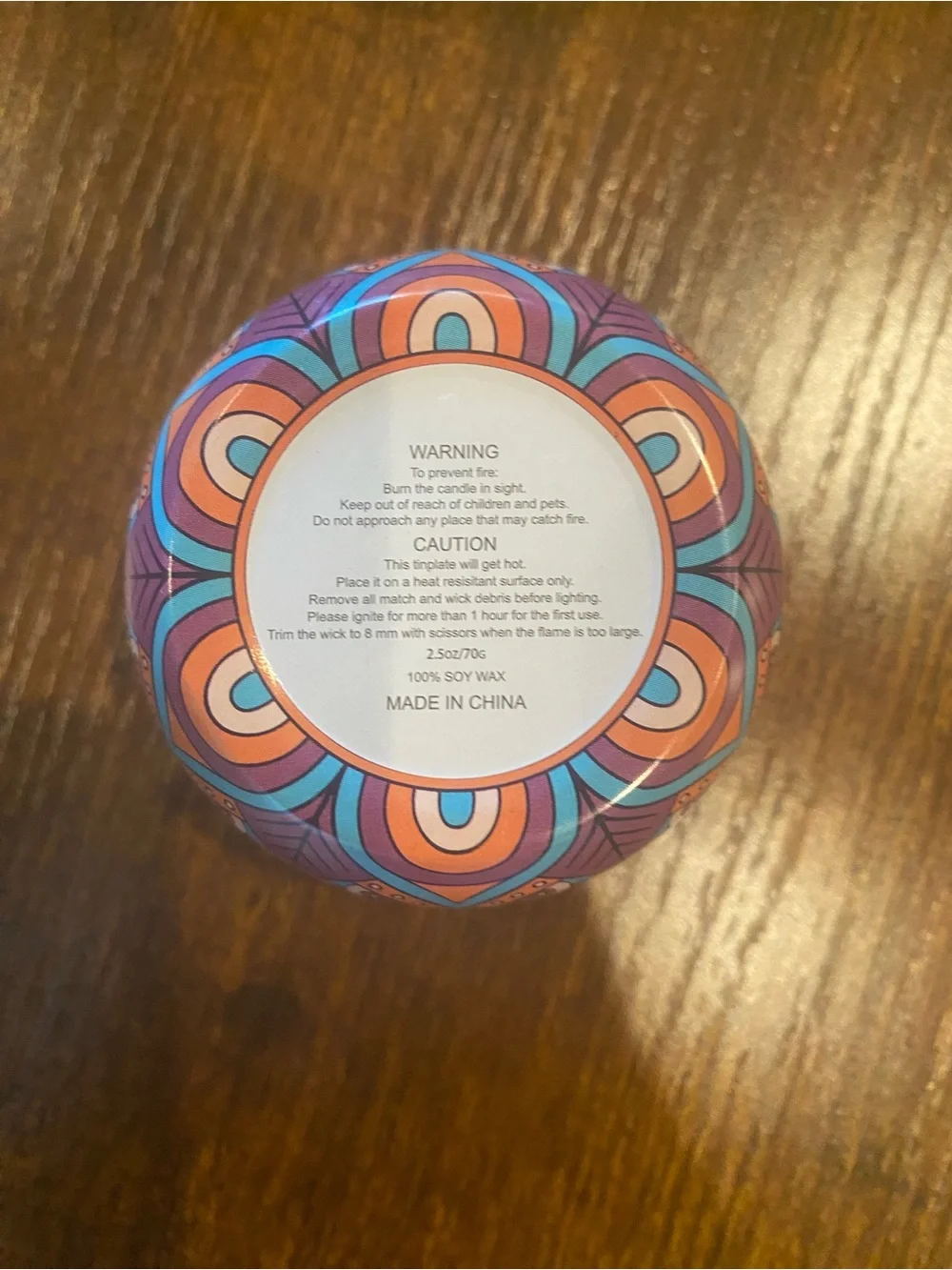 Colorful Mandala - Purple, Pink, Teal 100% Soy Candle